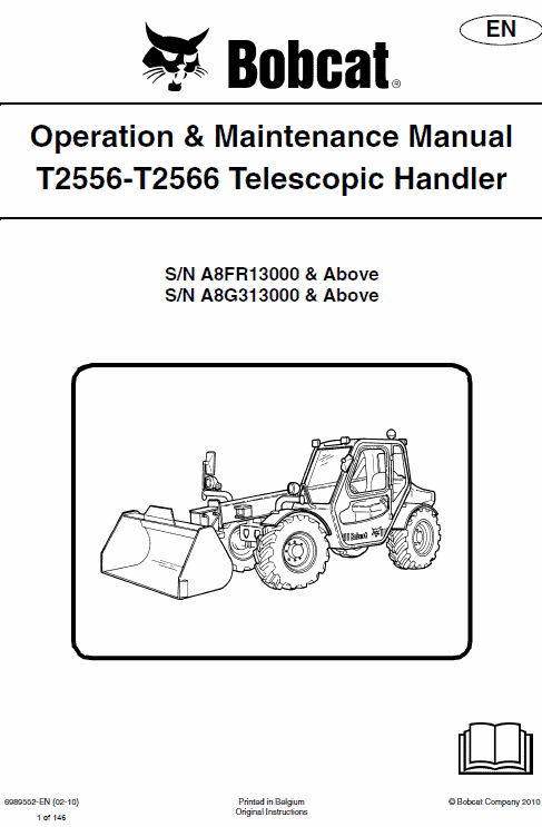Bobcat T2556 and T2566 Telescopic Handler Service Manual Workshop Guide