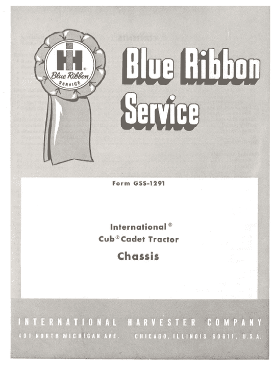 Cub Cadet Original Tractor Chassis and Engine Service Manual Workshop Guide