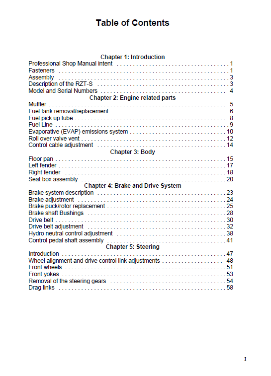 Cub Cadet RZT S Series (2012 and After) Service Manual Workshop Guide