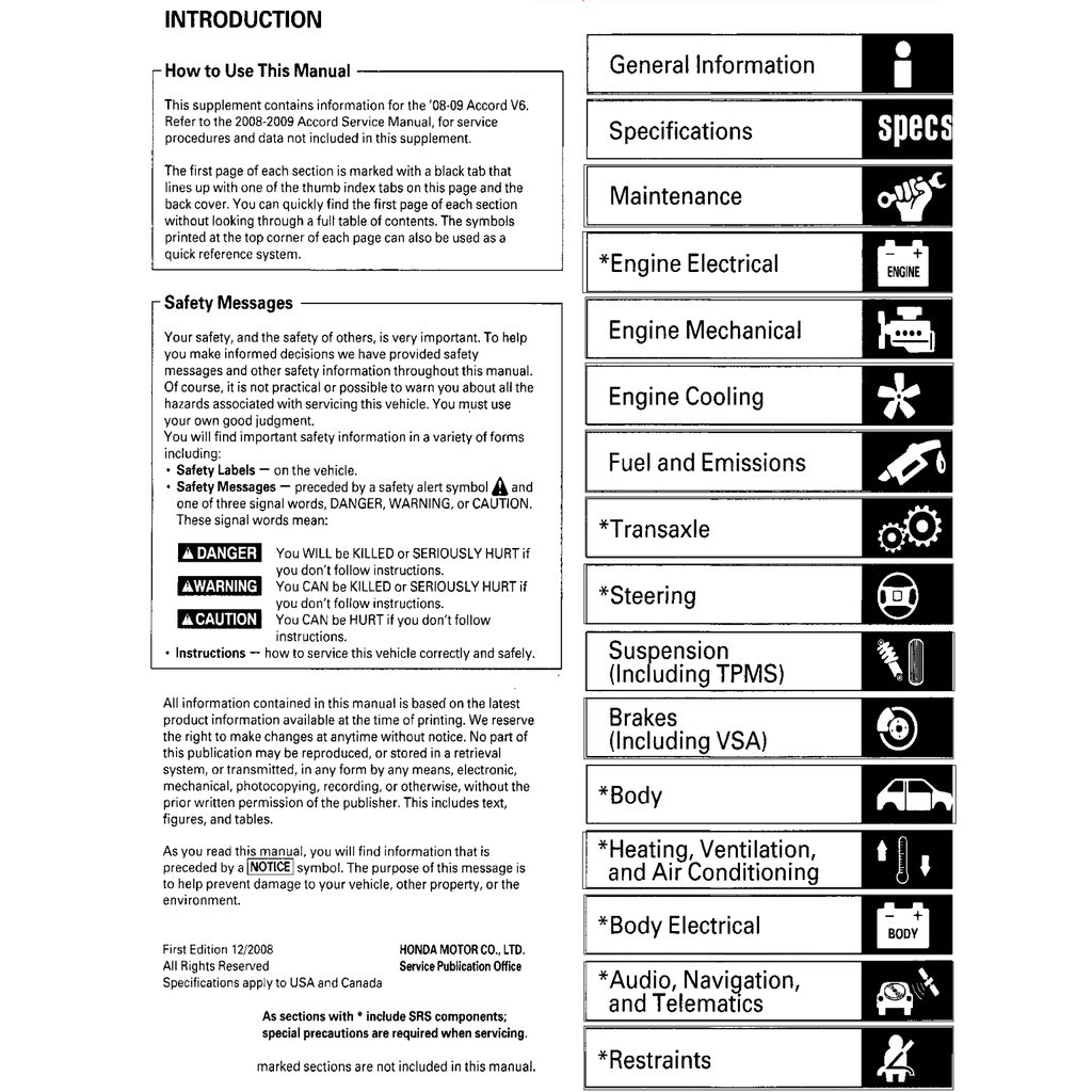 HONDA ACCORD 8 CP 2008-2012 Full Manual Set – Repair & Maintenance Manual