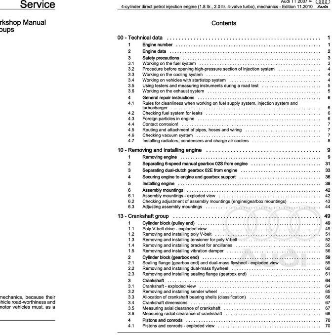 Audi TT MK2 2007-2014 Full Manual Set – FACTORY WORKSHOP REPAIR SERVICE MANUAL
