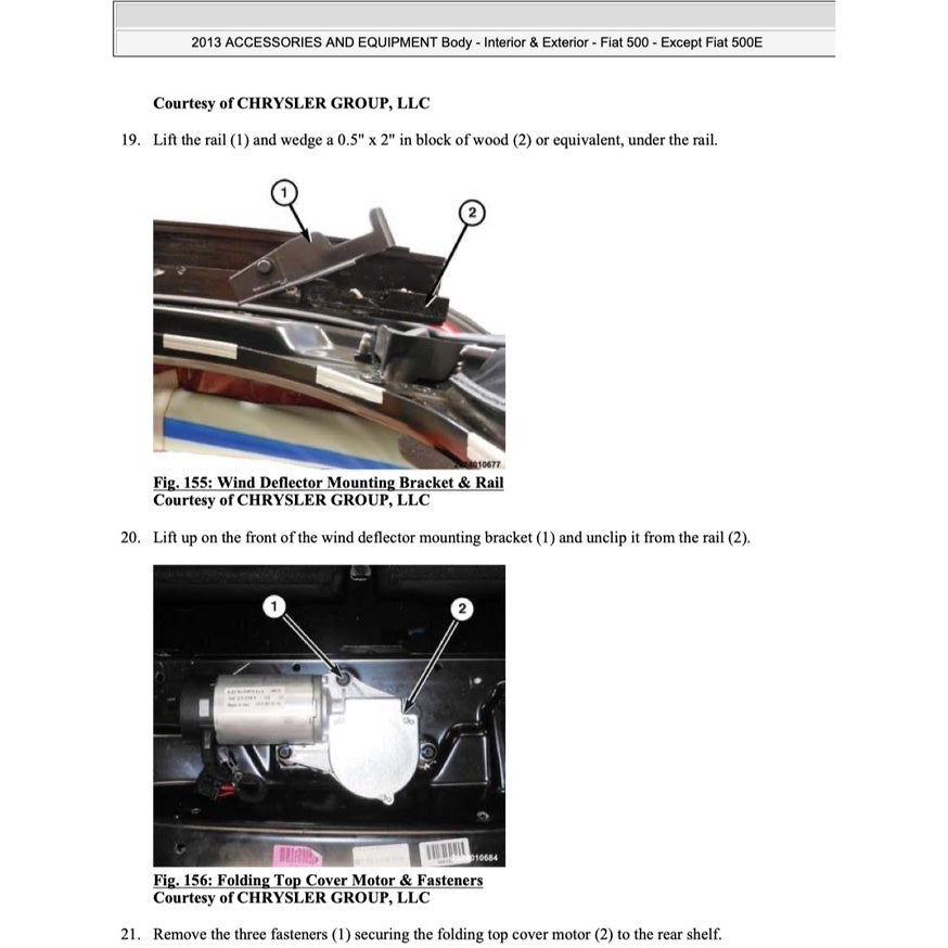 FIAT 500 C 2007-2019 Full Manual Set – CONVERTIBLE ROOF SERVICE & REPAIR MANUAL