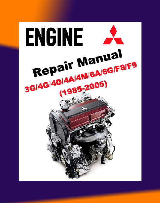 MITSUBISHI ENGINE ALL SERIES 3G/4G/4D/4A/4M/6A/6G/F8/F9 1985-2005 Full Manual Set – REPAIR & Repair & Maintenance Manual