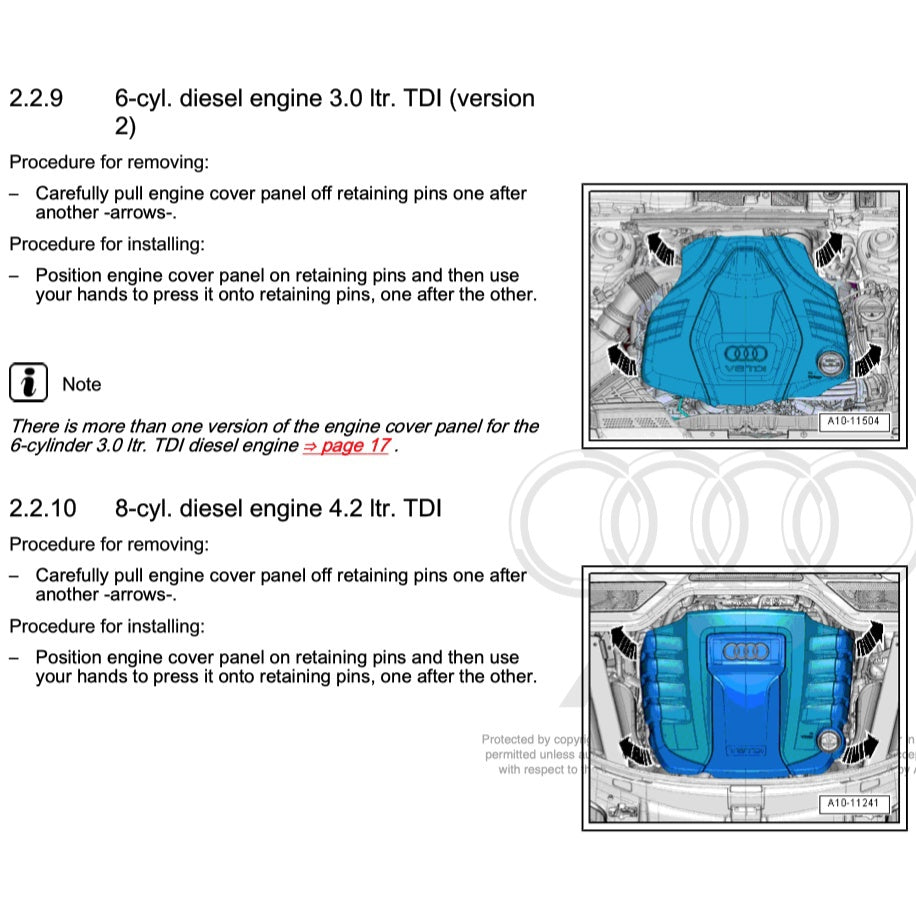 AUDI ENGINE Workshop Repair Manual