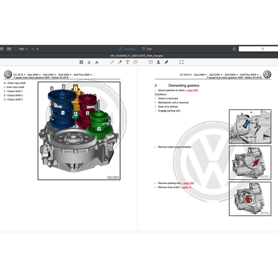 VW TOURAN I 1T 2003-2015 Full Manual Set – Repair & Maintenance Manual