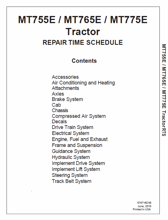 Challenger MT755E, MT765E, MT775E Tractor Service Manual Workshop Guide
