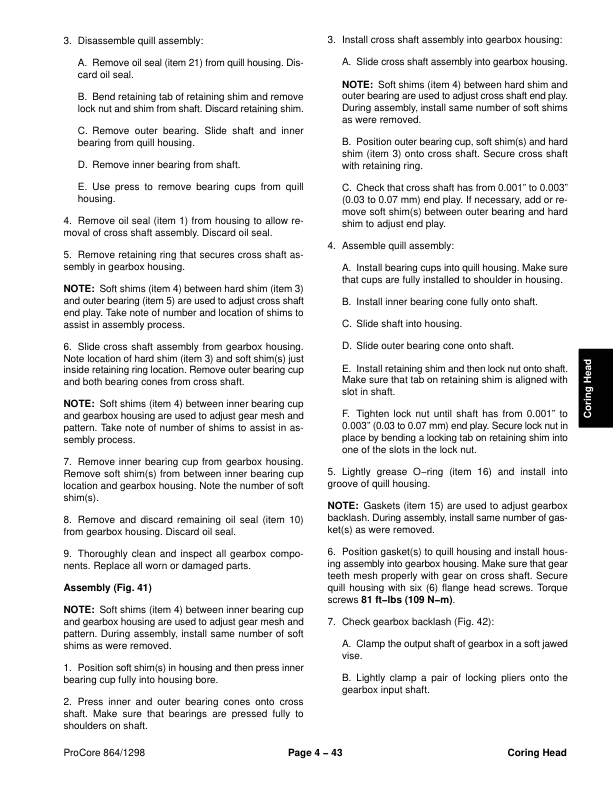 Toro Pro Core 864, 1298 Aerator Service Repair Manual Workshop Guide