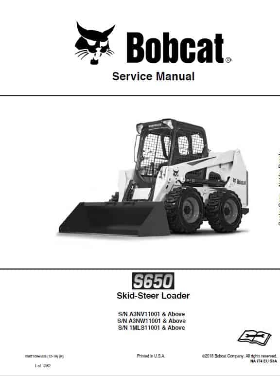 Bobcat S650 Skid-Steer Loader Service Manual Workshop Guide