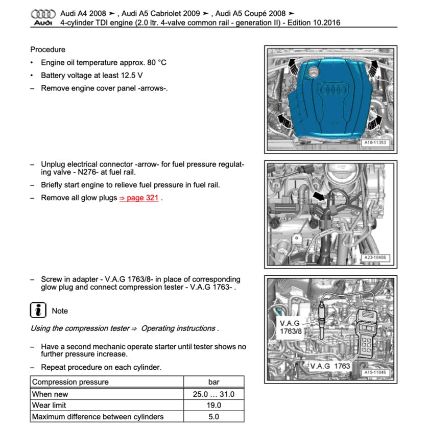 AUDI ENGINE Workshop Repair Manual