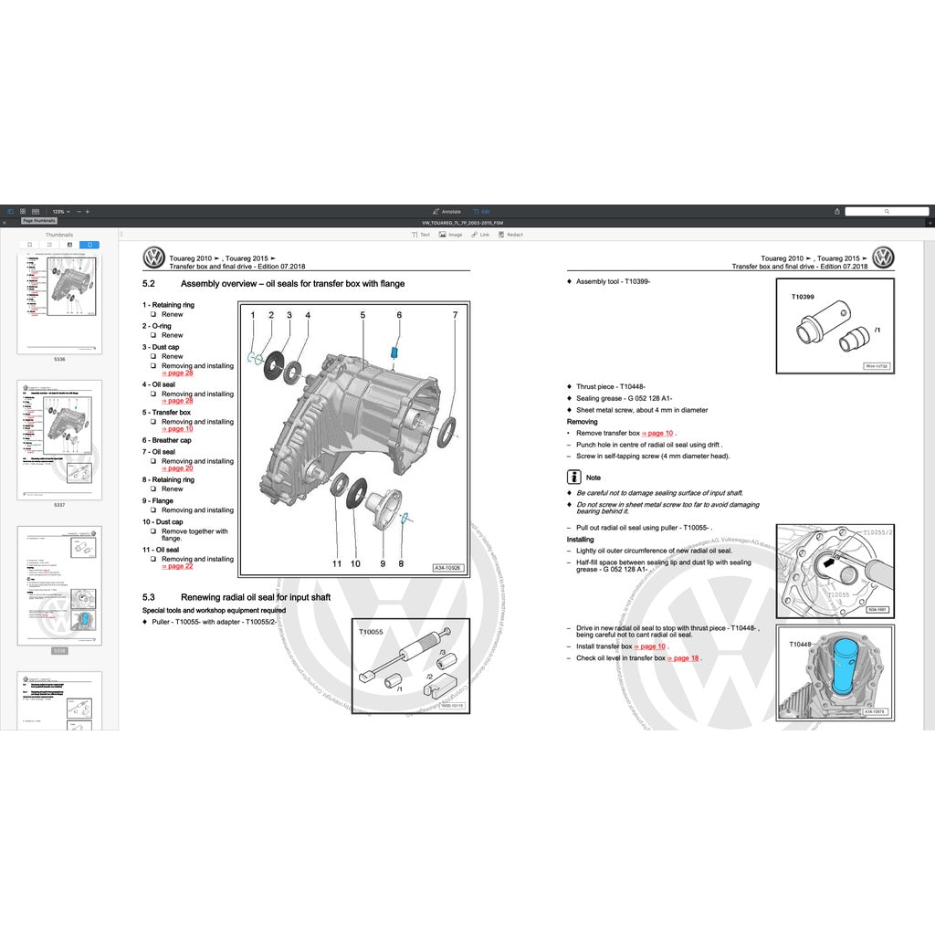 VW TOUAREG I & II 7L / 7P 2003-2017 Full Manual Set – SERVICE WORK MANUAL
