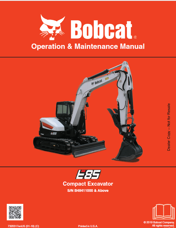 Bobcat E85 Excavator Repair Service Manual