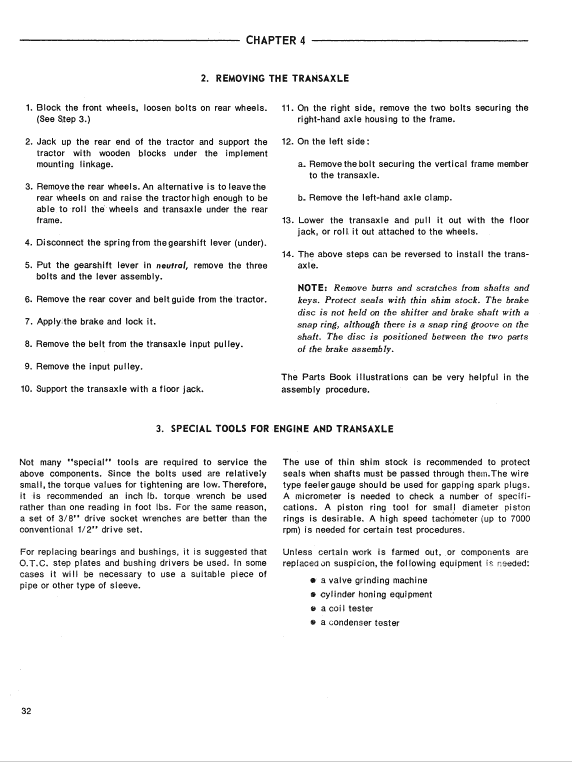 Ford 70, 75 Lawn Tractor Service Manual Workshop Guide
