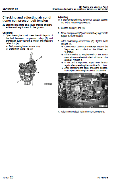 Komatsu PC78US-8 Excavator Service Manual Workshop Guide