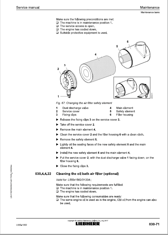 Liebherr L550 Type 1562 Wheel Loader Service Manual