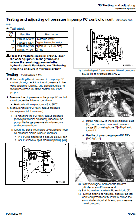 Komatsu PC138USLC-10 Excavator Service Manual Workshop Guide