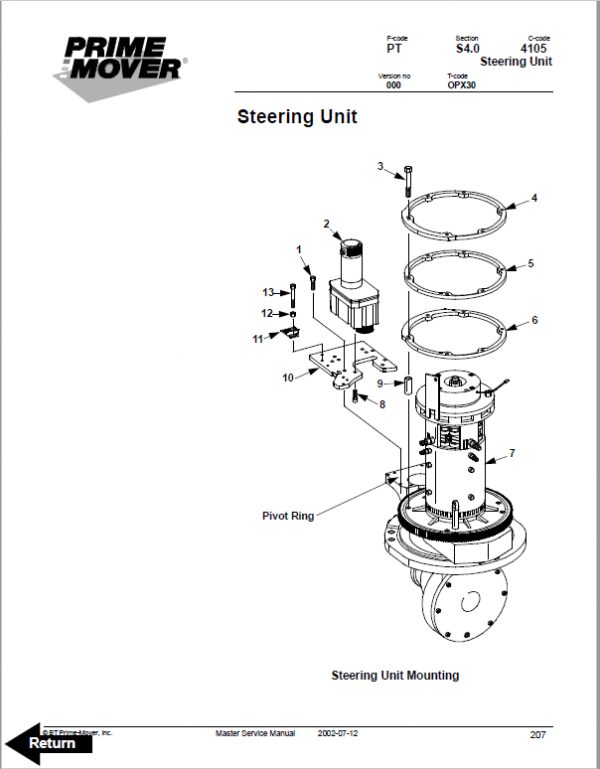 BT Prime Mover OPX30 Order Picker Repair Service Manual