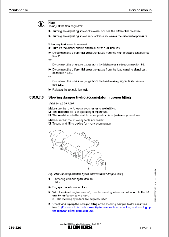 Liebherr L550 Type 1214 Wheel Loader Service Manual