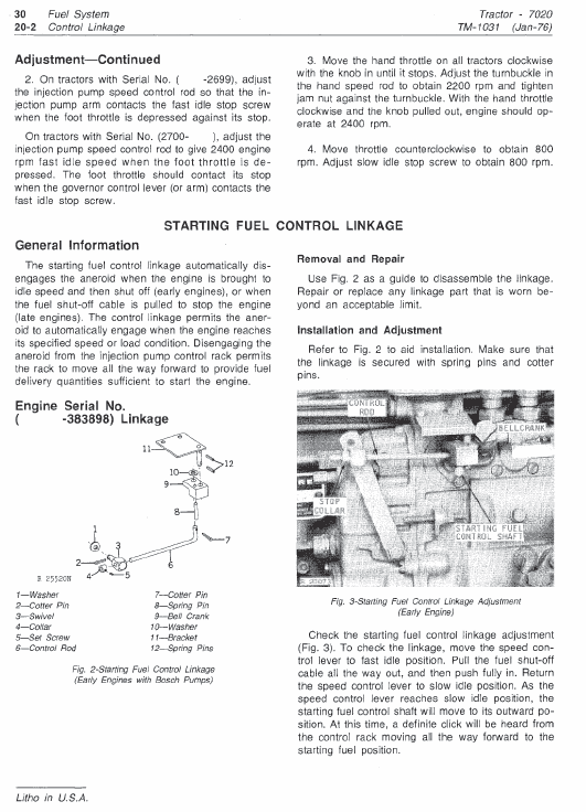 John Deere 7020 Tractor Repair Technical Manual (TM1031) Workshop Guide