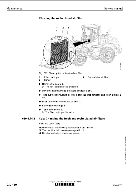 Liebherr L546 Type 1560 Wheel Loader Service Manual