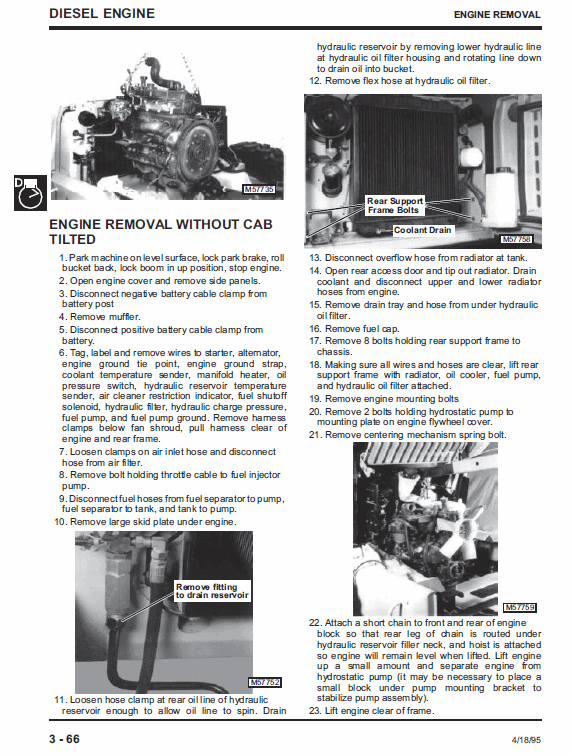 John Deere 4475, 5575, 6675, 7775 Skid-Steer Loader Technical Manual Workshop Guide