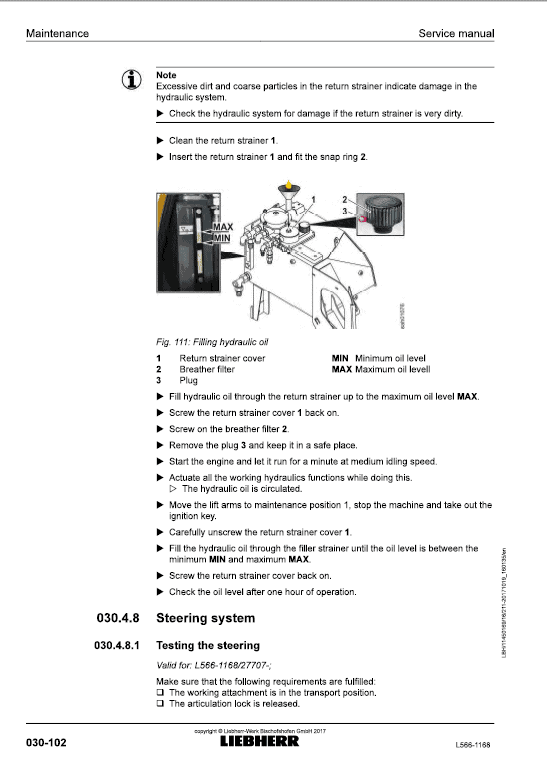 Liebherr L566 Type 1168 Wheel Loader Service Manual