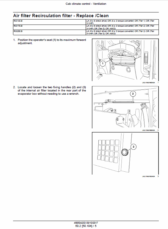 New Holland RG140.B VHP, RG170.B VHP, RG200.B VHP Motor Graders Manual Workshop Guide