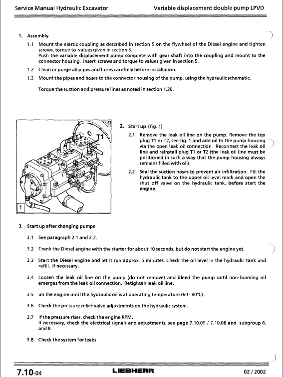 Liebherr A900 ZW and A900 Litronic Excavator Service Manual