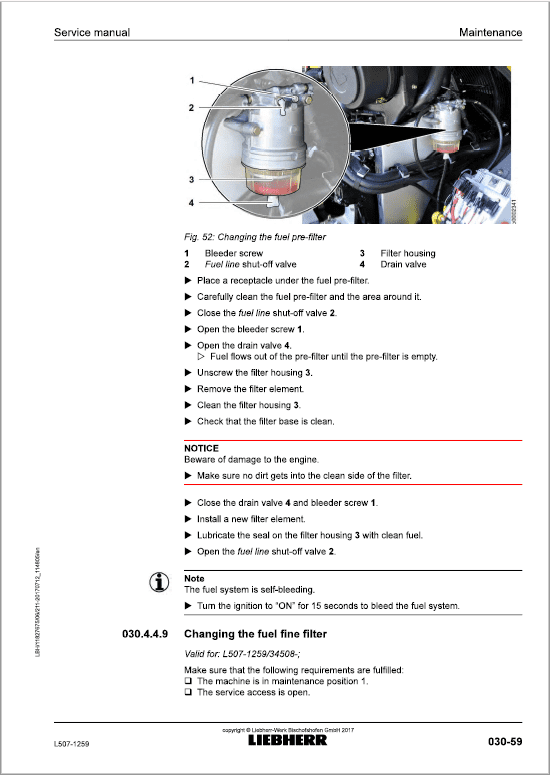 Liebherr L507 Type 1259 Wheel Loader Service Manual
