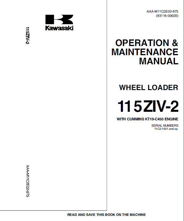 Kawasaki 115ZIV-2 Wheel Loader Repair Service Manual
