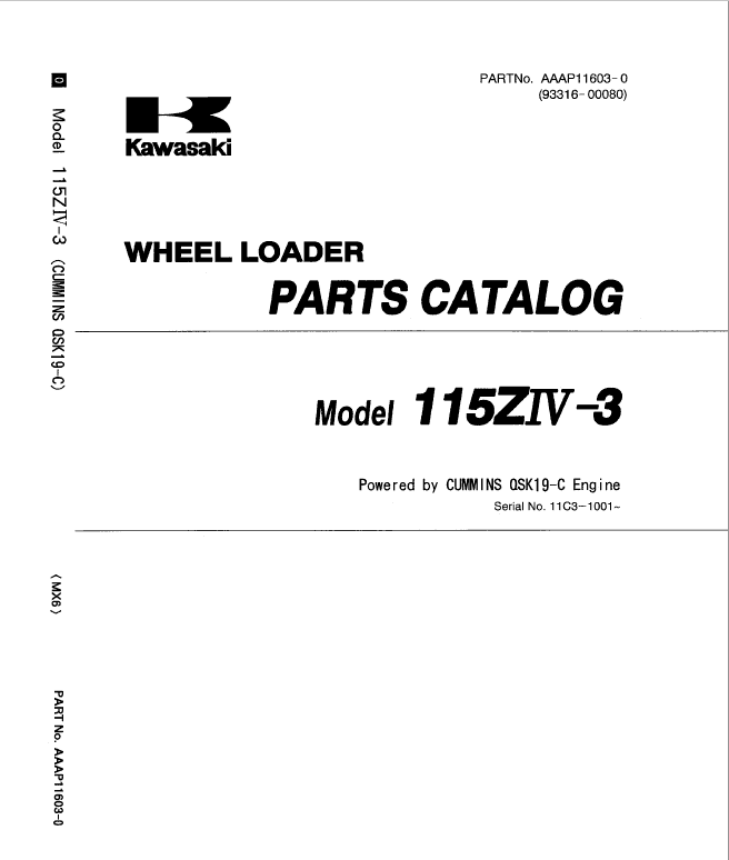 Kawasaki 115ZIV-3 Wheel Loader Repair Service Manual