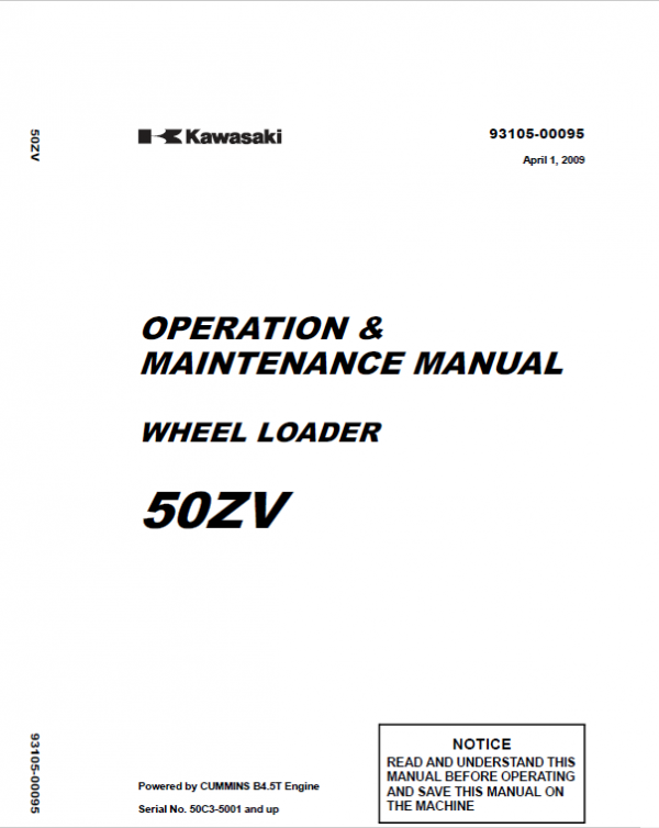 Kawasaki 50ZV Wheel Loader Repair Service Manual
