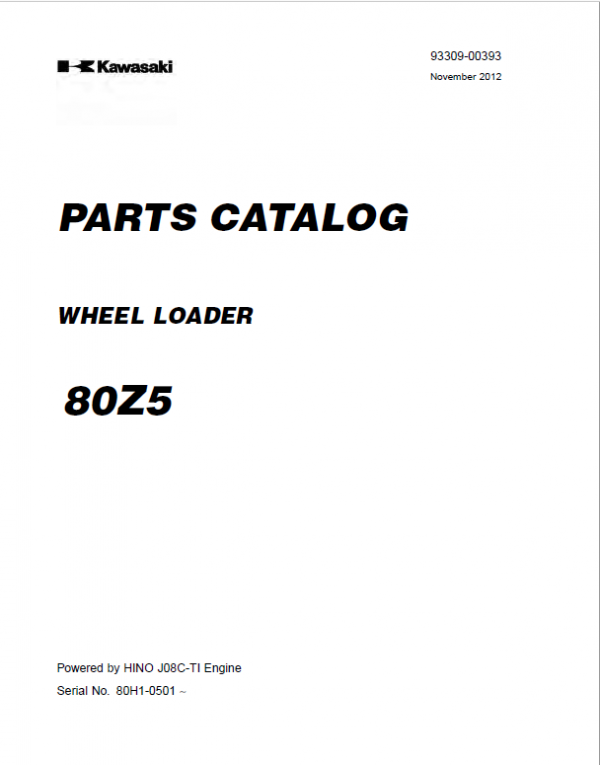 Kawasaki 80ZV Wheel Loader Repair Service Manual