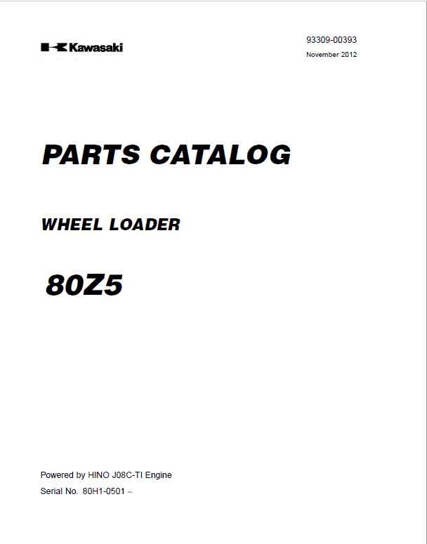 Kawasaki 80ZV Wheel Loader Repair Service Manual