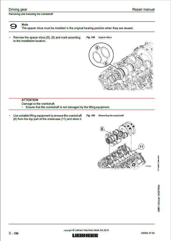 Liebherr D9508 A7-03 Engine Service Manual