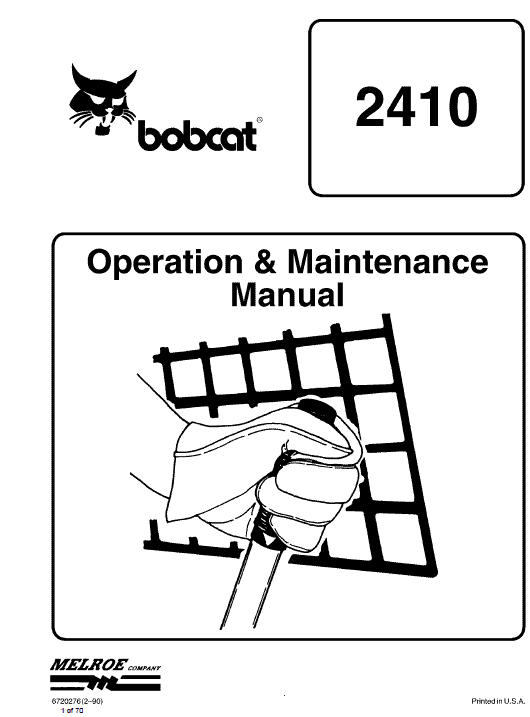 Bobcat 2410 Loader Service Manual Workshop Guide