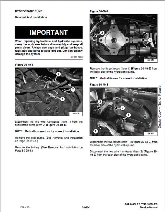 Bobcat T40.180, T41.140 versaHANDLER Telescopic Service Repair Manual
