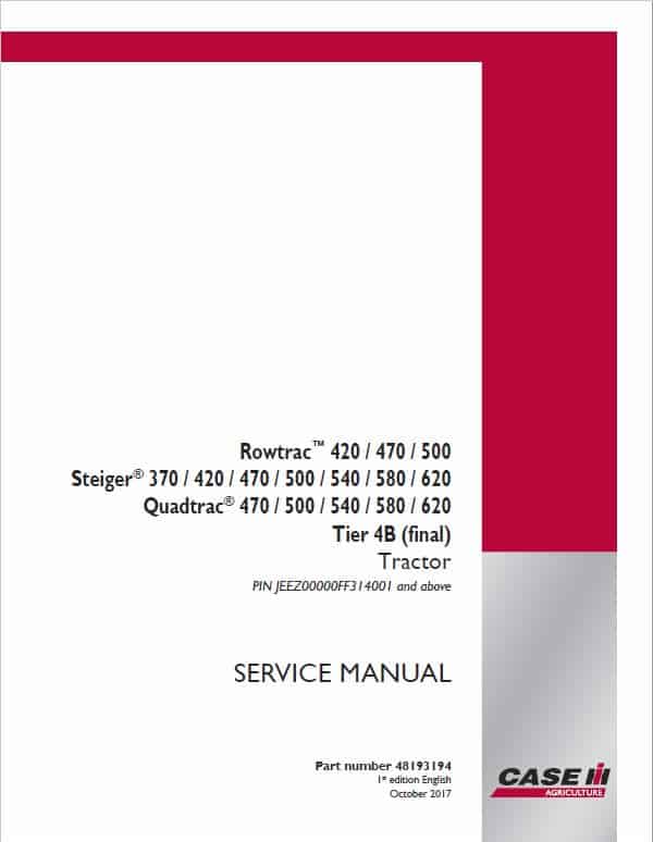 Case 470, 500, 540, 580, 620 Quadtrac Tractor Service Manual