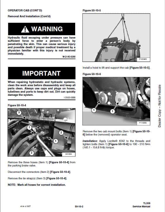 Bobcat TL358 versaHANDLER Telescopic Service Repair Manual