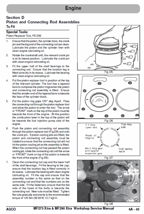 Massey Ferguson MF 275 Xtra, MF 290 Xtra Tractor Service Manual Workshop Guide