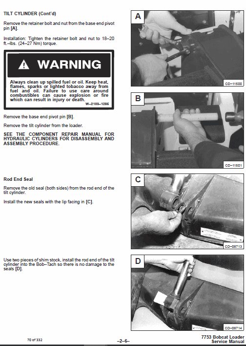 Bobcat 7753 Skid-Steer Loader Service Manual Workshop Guide