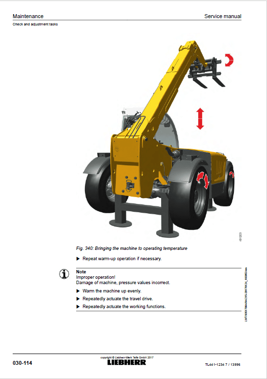 Liebherr TL441 Type 1234 Telescopic Handler Service Manual