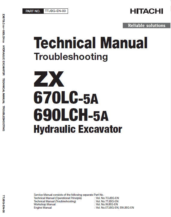 Hitachi ZX670LC-5A and ZX690LCH-5A Excavator Service Repair Manual Workshop Guide