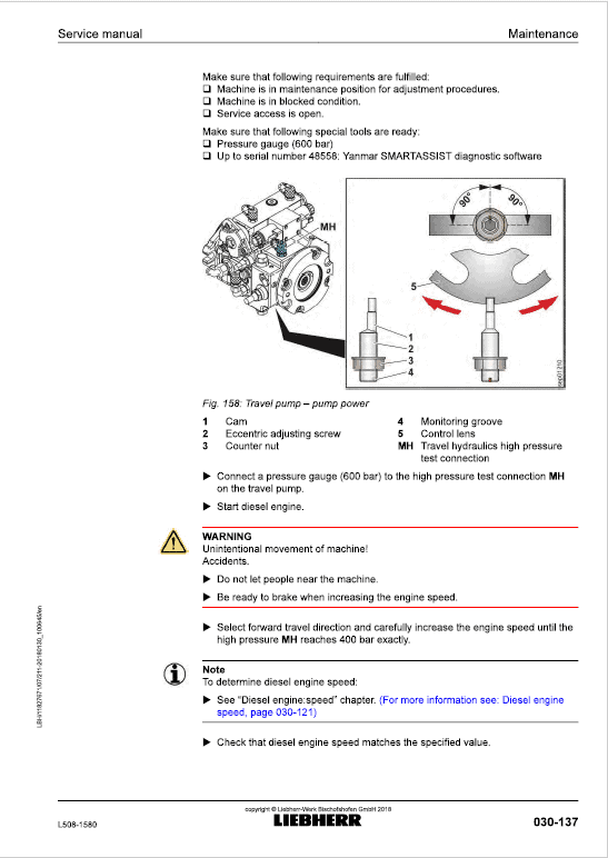 Liebherr L508 Type 1580 Wheel Loader Service Manual