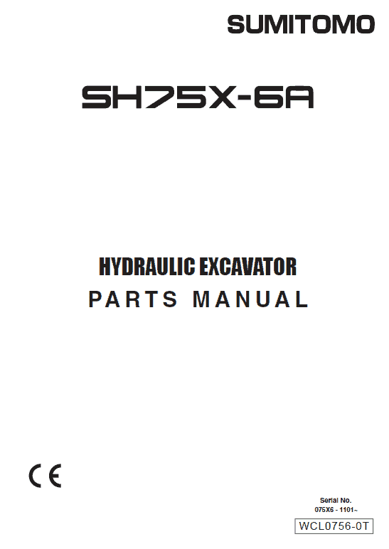Sumitomo SH75X-6A Hydraulic Excavator Repair Service Manual