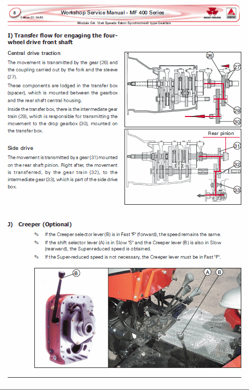 Massey Ferguson MF 445, 460, 465, 475 Tractor Service Manual Workshop Guide