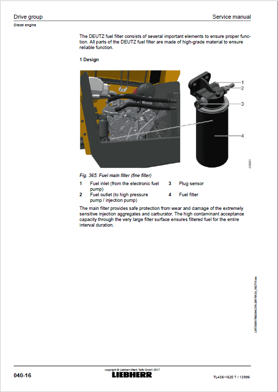Liebherr TL436 Type 1620 Telescopic Handler Service Manual
