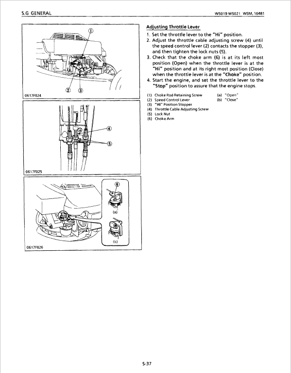 Kubota W5019, W5019-P, W5019-PC, W5019-T, W5019-TC Mower Service Manual