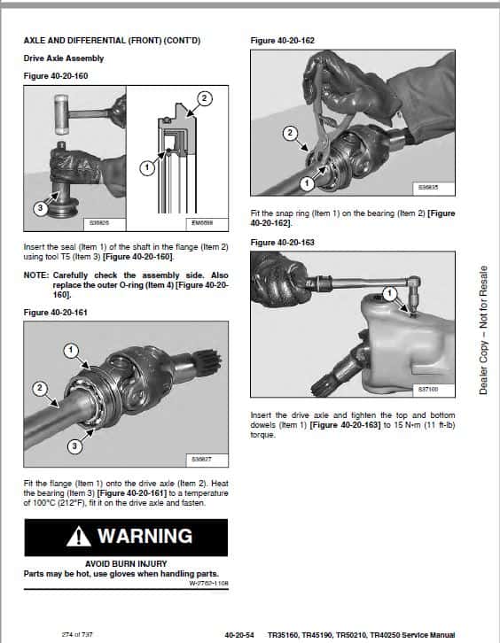Bobcat TR35160, TR40250, TR45190, TR50210 versaHANDLER Telescopic Service Repair Manual