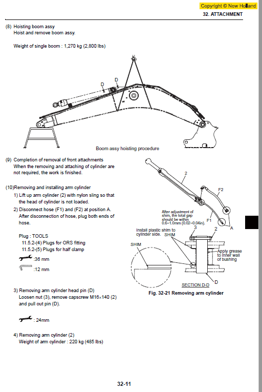 New Holland E225BSR Excavator Service Manual Workshop Guide