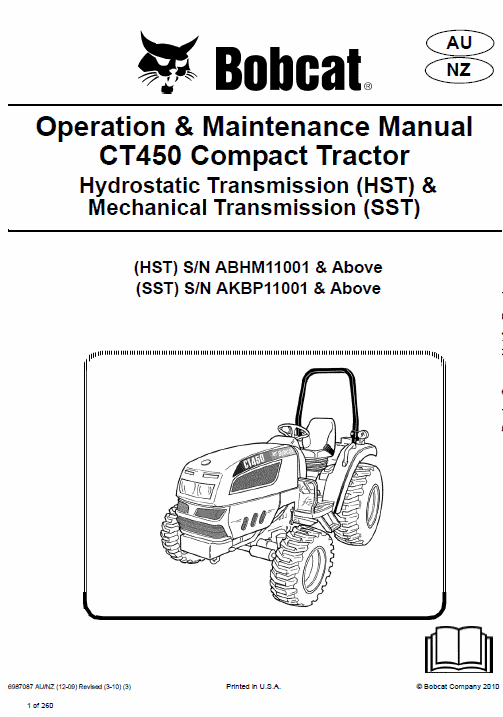 Bobcat CT440, CT445 and CT450 Compact Tractor Service Manual Workshop Guide